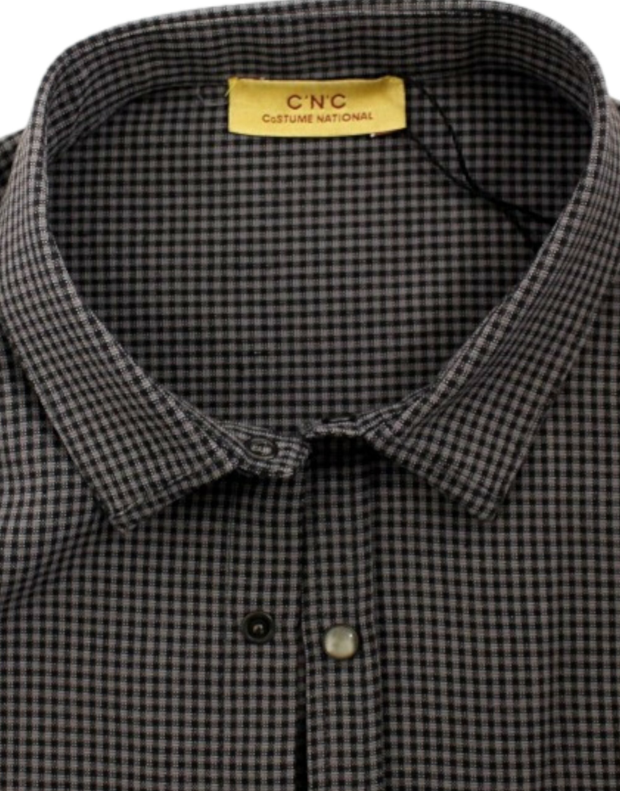 Costume National Chic grey checked linen blend shirt