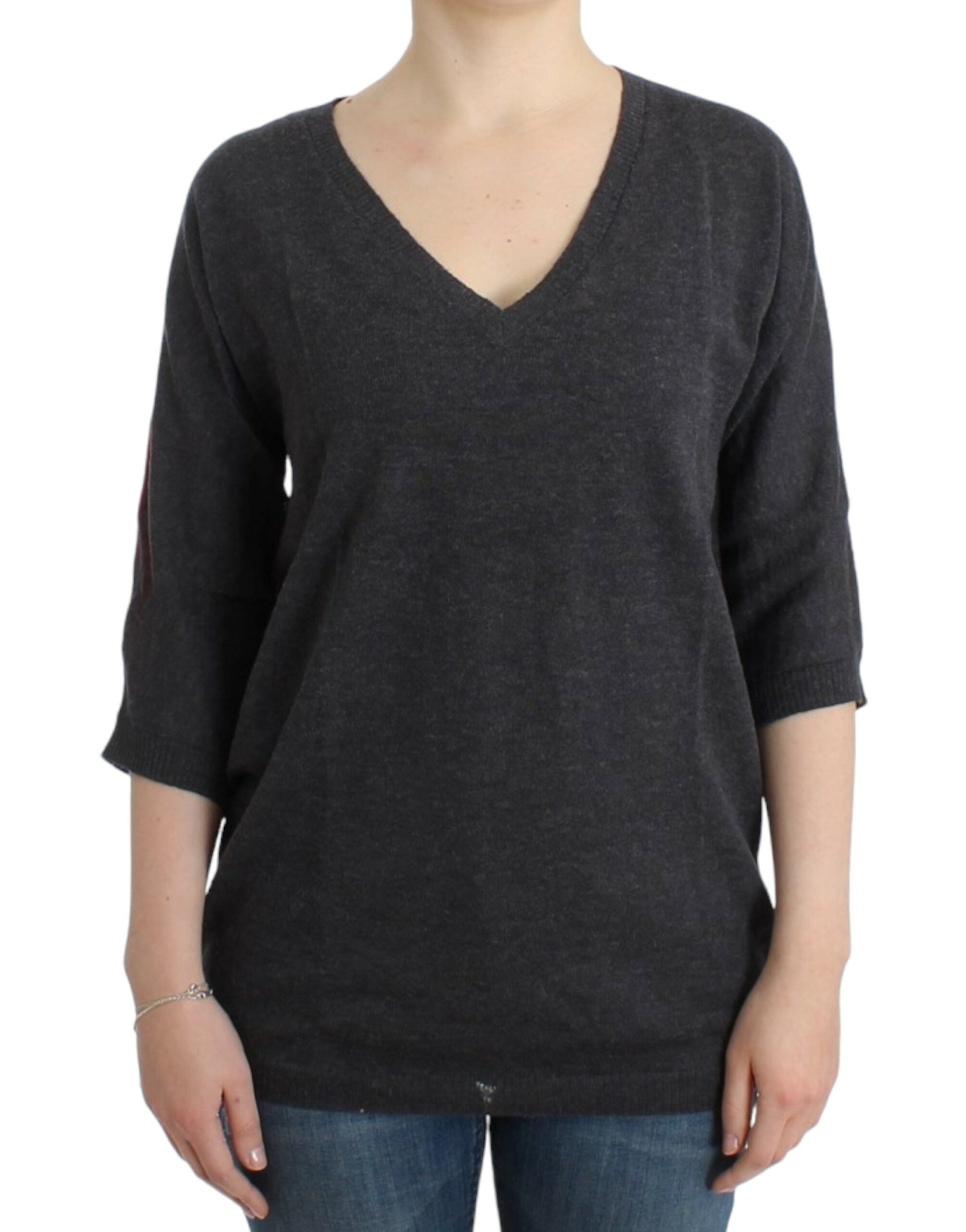 Costume National Chic short-sleeved V-neck sweater in alpaca blend