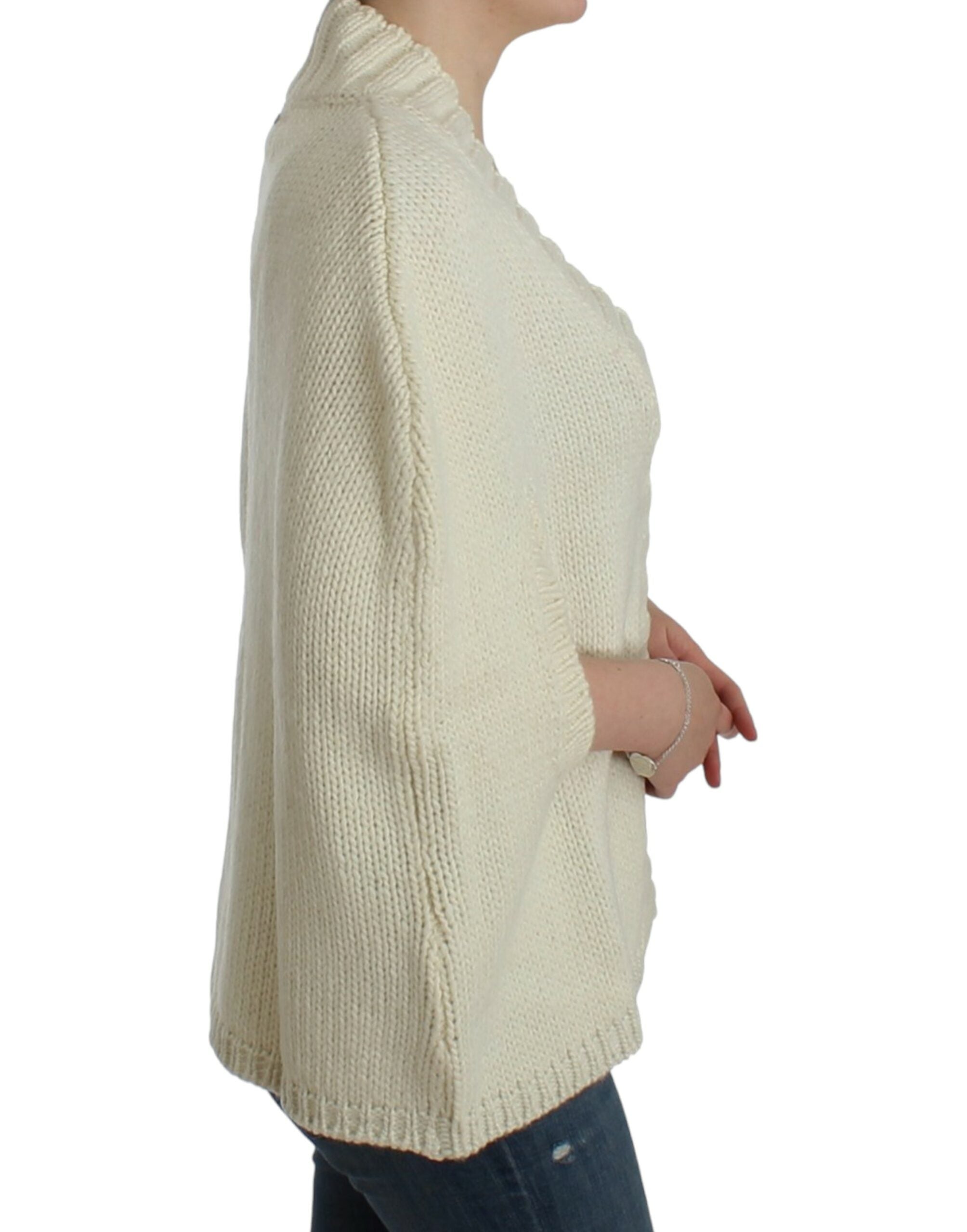 Costume National Elegant White Knit Cape Cardigan Hybrid