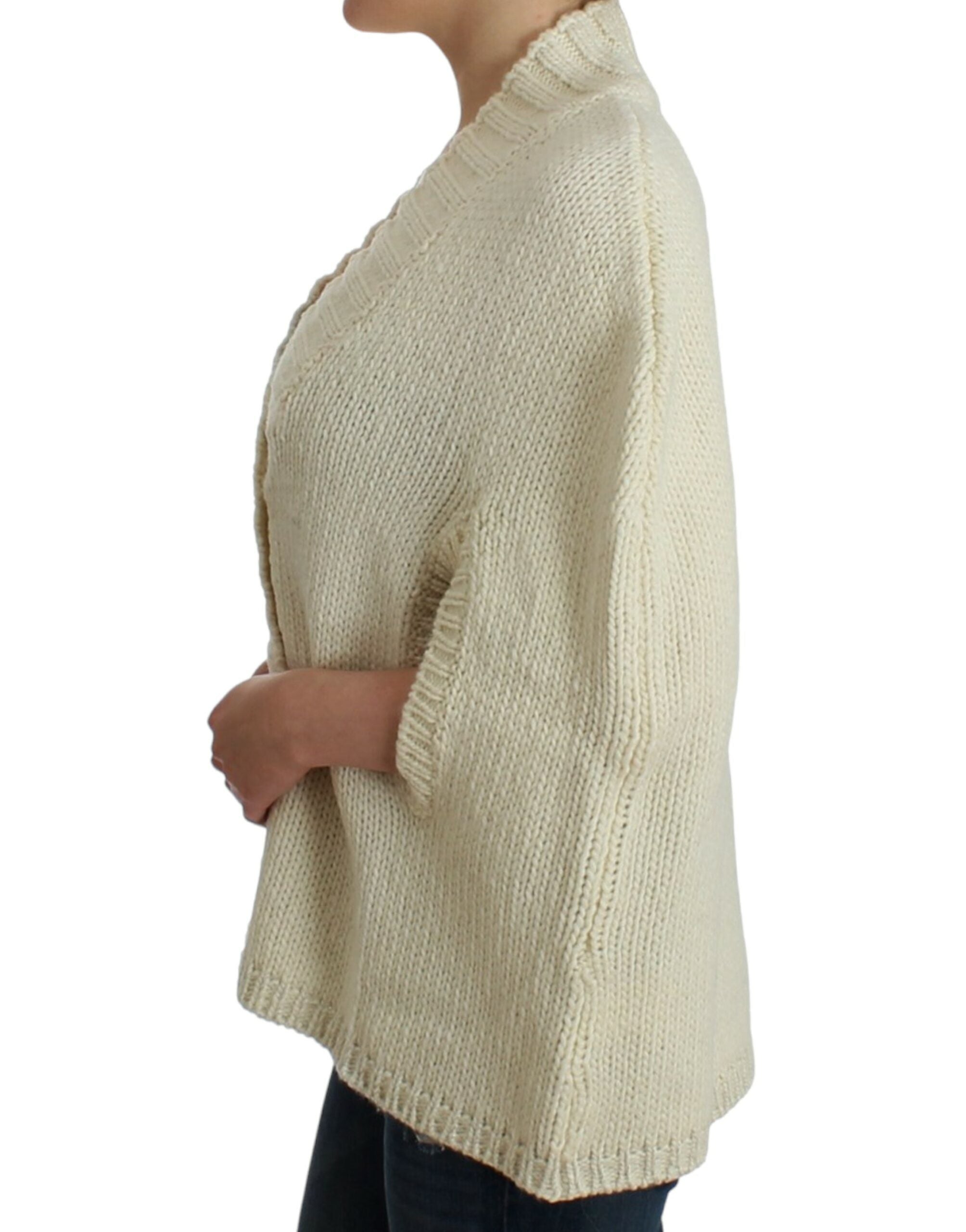 Costume National Elegant White Knit Cape Cardigan Hybrid