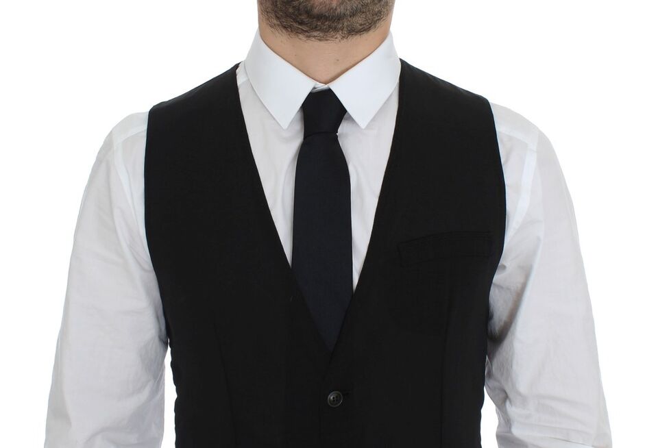 Dolce &amp; Gabbana Elegant Black Wool Dress Vest