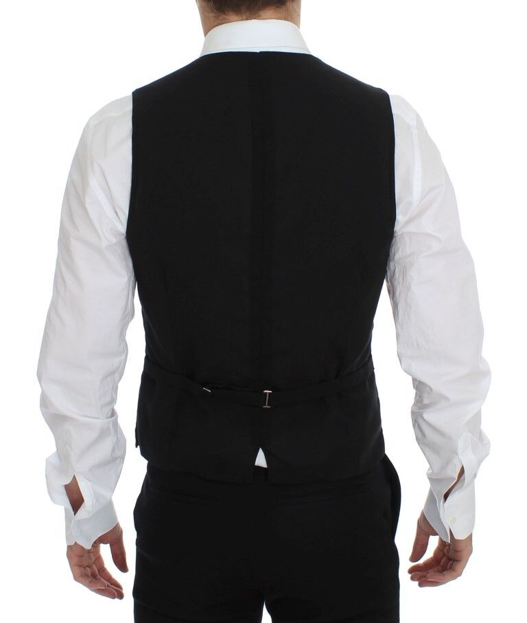 Dolce &amp; Gabbana Elegant Black Wool Dress Vest