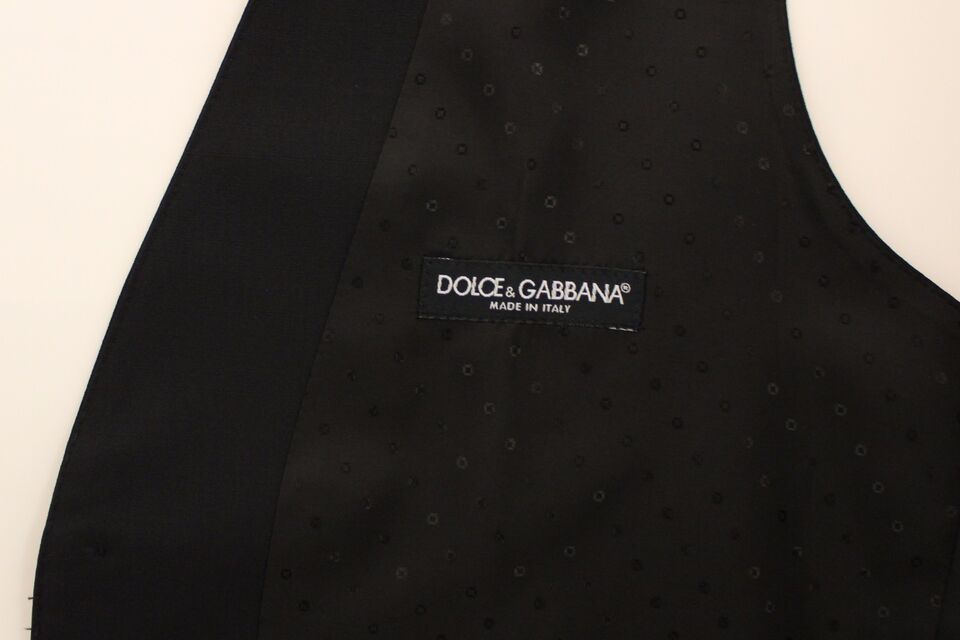 Dolce & Gabbana Elegantes schwarzes Kleid aus Seidenwolle Weste