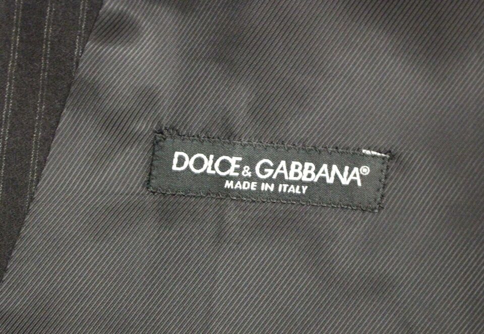 Dolce & Gabbana Elegantes schwarz gestreiftes Wollkleid Vest