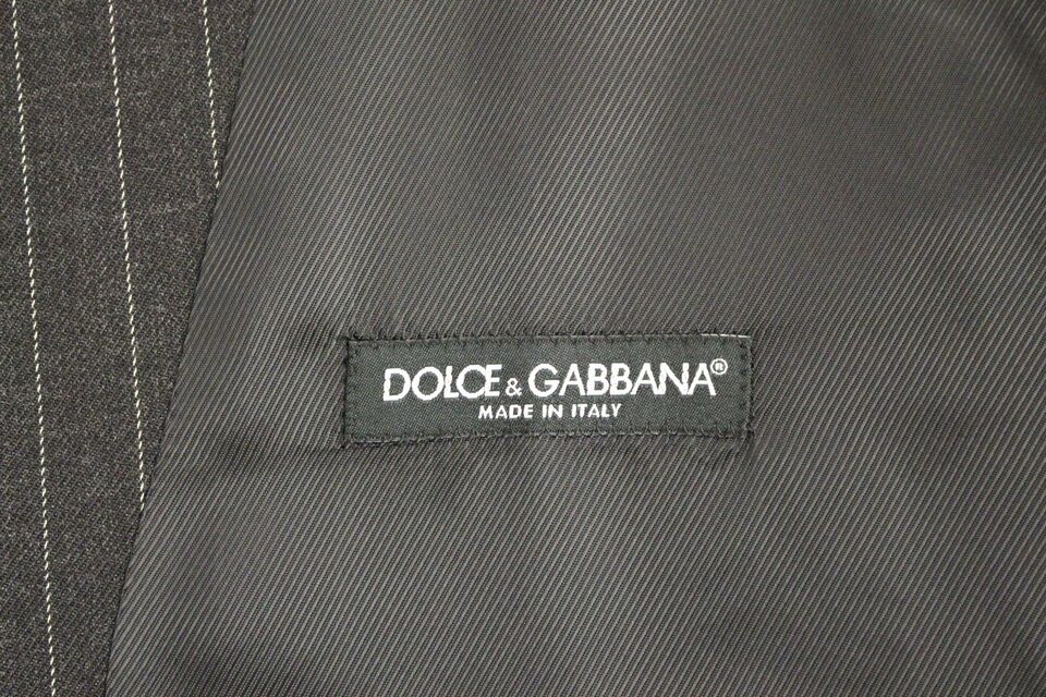 Dolce & Gabbana Elegantes graues gestreiftes Kleid Weste