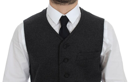 Dolce &amp; Gabbana Elegant Gray Wool Blend Dress Vest