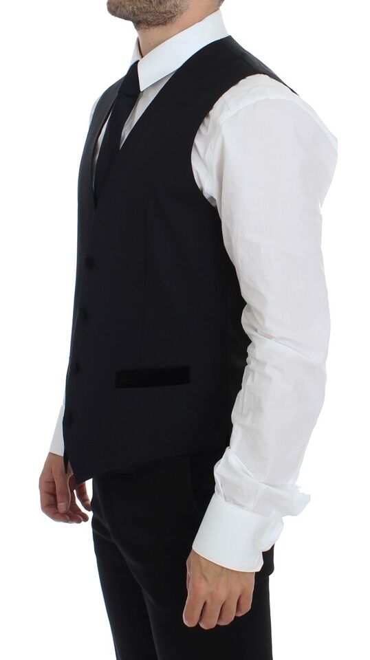 Dolce &amp; Gabbana Elegant black wool vest for formal occasions