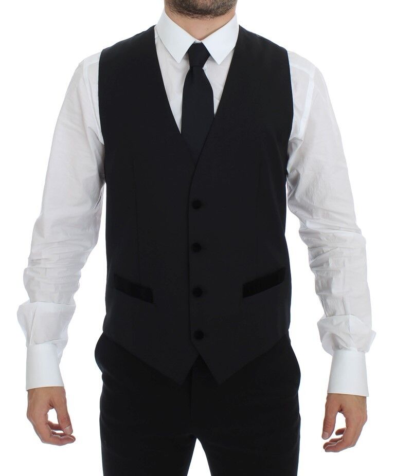 Dolce &amp; Gabbana Elegant black wool vest for formal occasions