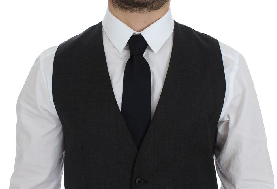 Dolce &amp; Gabbana Elegant grey wool vest for formal occasions