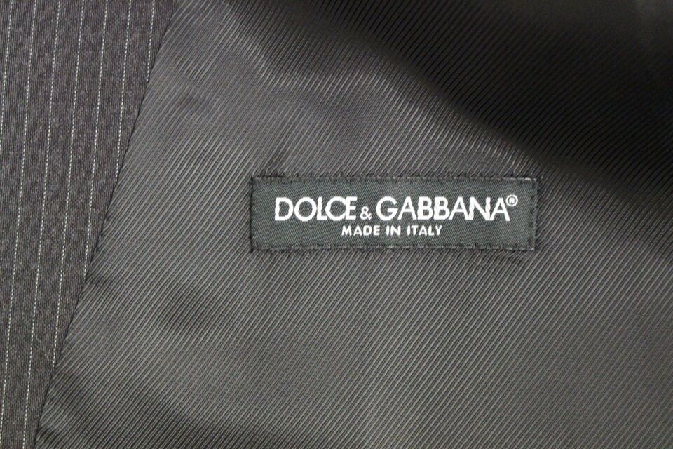 Dolce & Gabbana Elegantes graues gestreiftes Kleid Weste