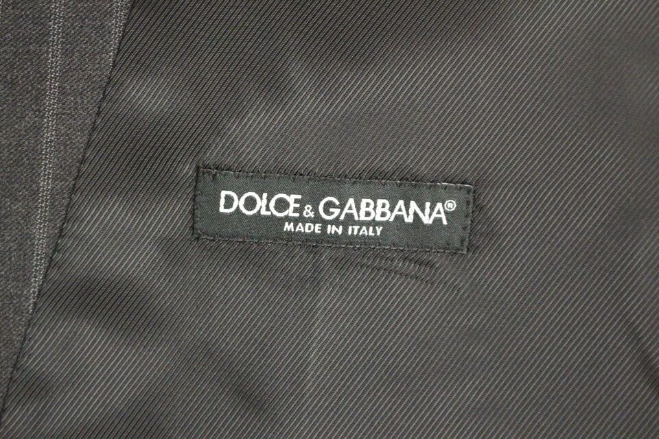 Dolce & Gabbana Elegantes Graues gestreiftes Wollkleid Weste