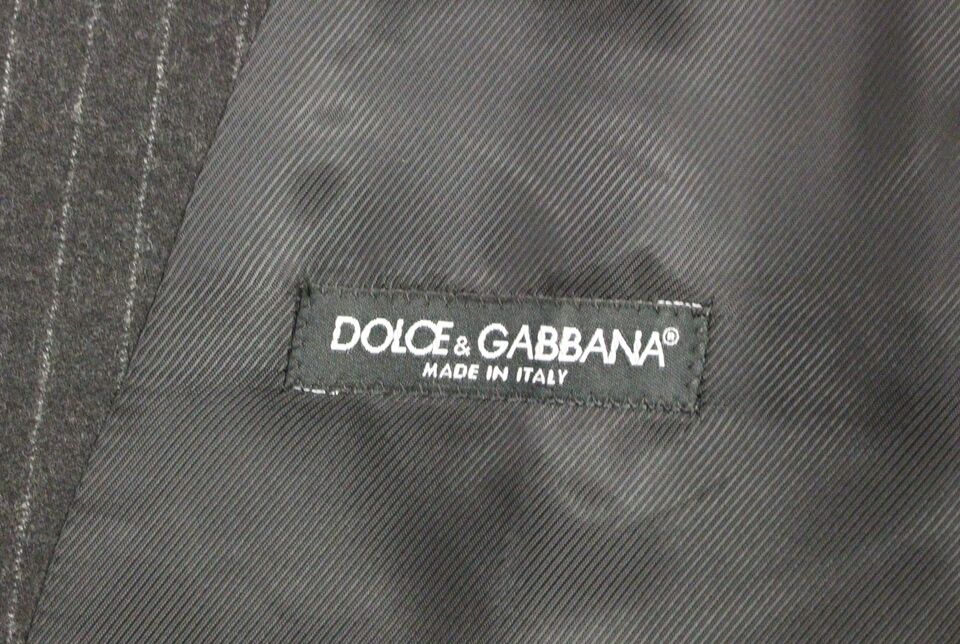 Dolce &amp; Gabbana Elegant Grey Striped Wool Dress Vest