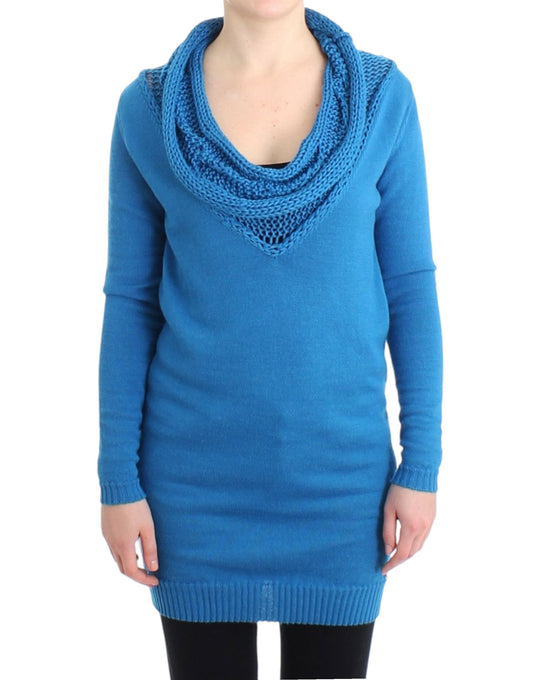 Costume National Gemütlicher blauer Strickpullover mit Rundhalsausschnitt