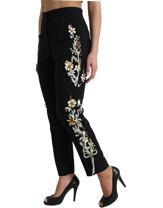 Dolce & Gabbana Elegante konisch zulaufende Hose mit hoher Taille und Blumenmuster