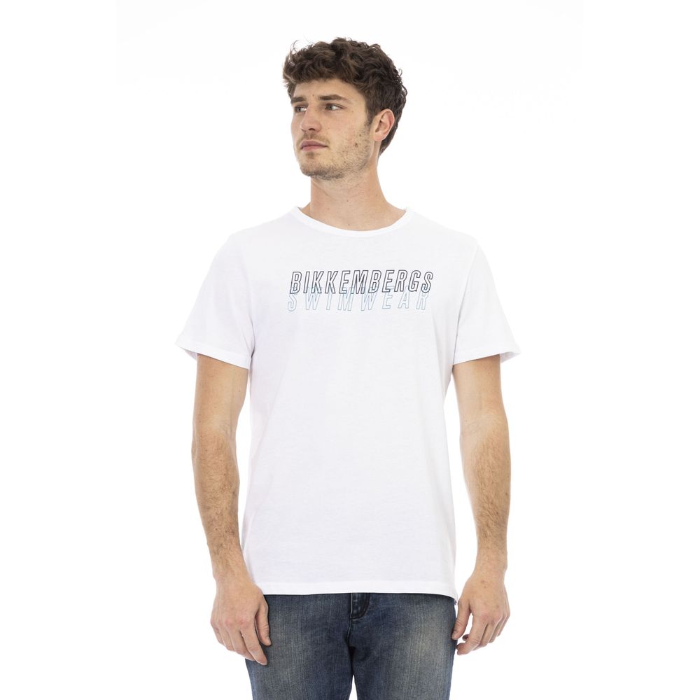 Bikkembergs Crisp white cotton t-shirt with print detail