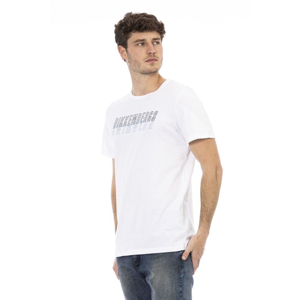 Bikkembergs Crisp white cotton t-shirt with print detail