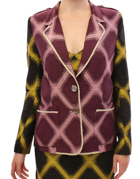 House of Holland Chic mor kareli ceket blazer