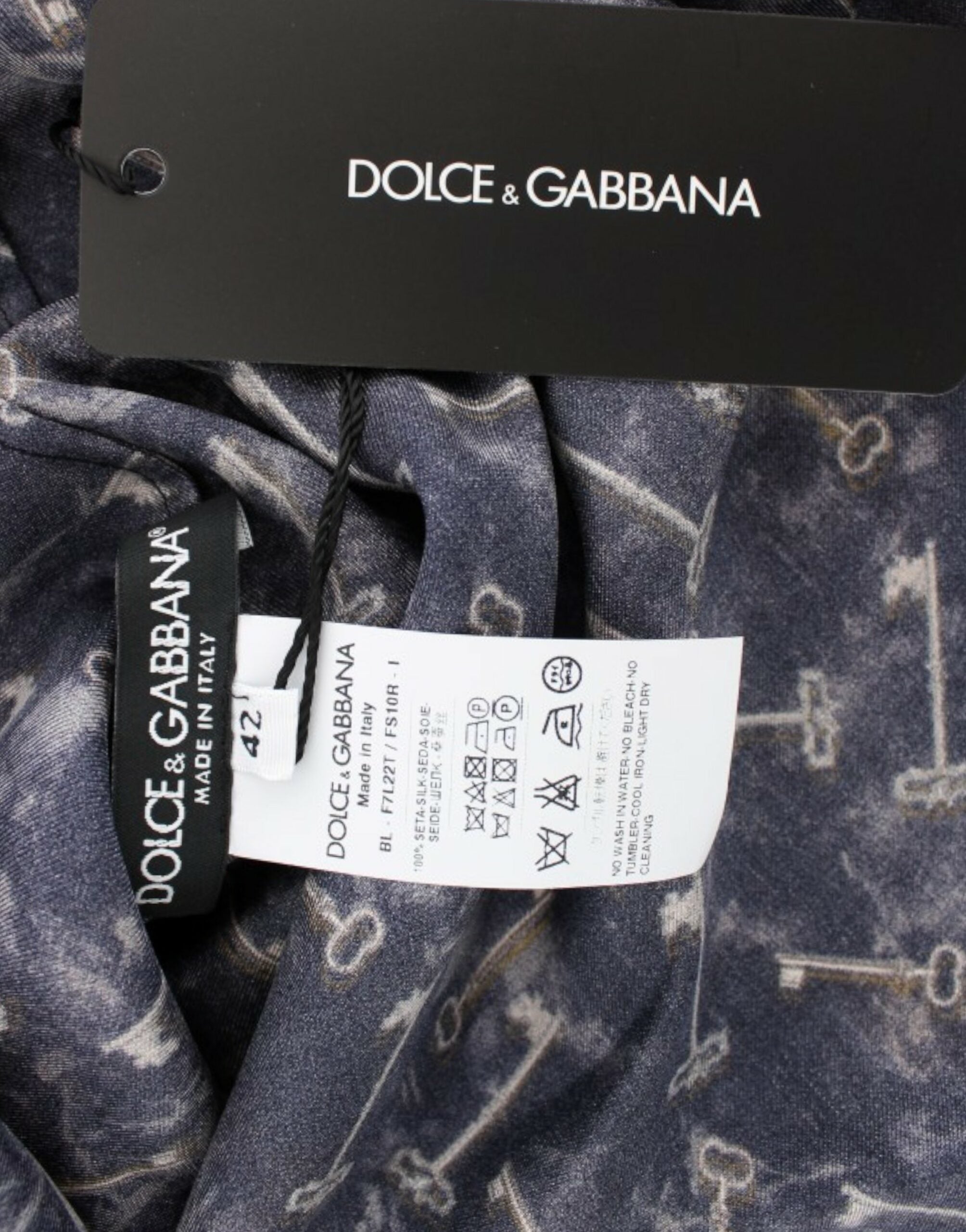 Dolce &amp; Gabbana Altın anahtar baskılı, büyülü Sicilya ipek bluzu