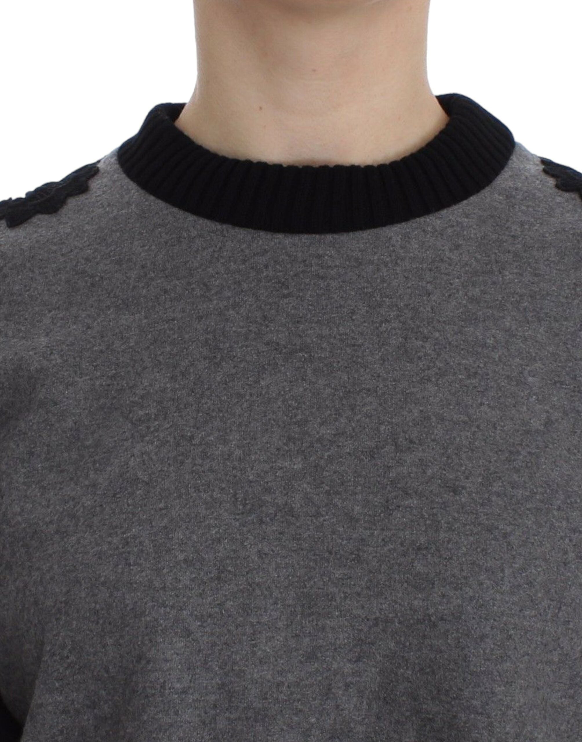 Dolce & Gabbana Eleganter grauer Pullover mit Spitze aus Kaschmirmischung