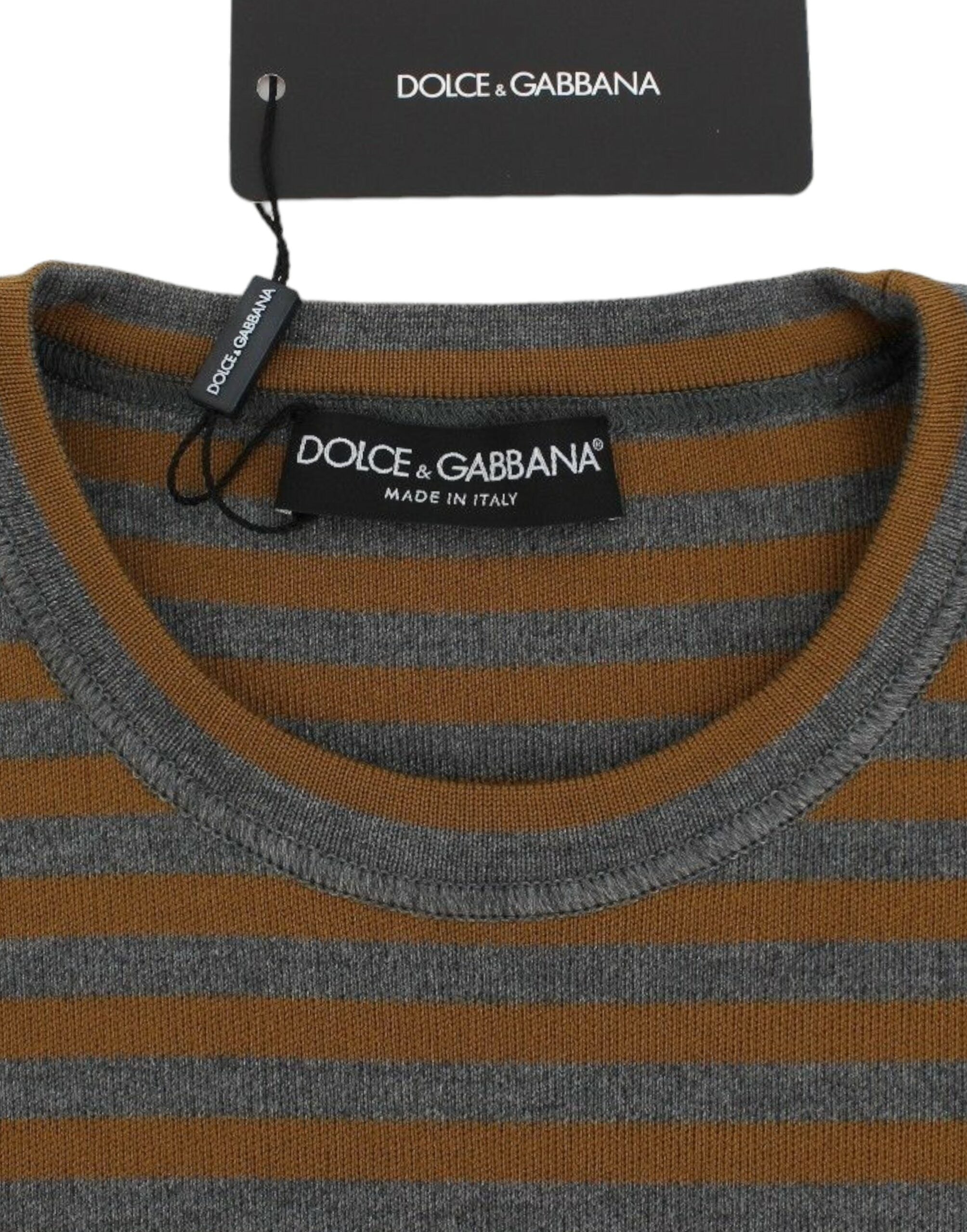 Dolce & Gabbana Gelb & Grau gestreifter Pullover in Übergröße