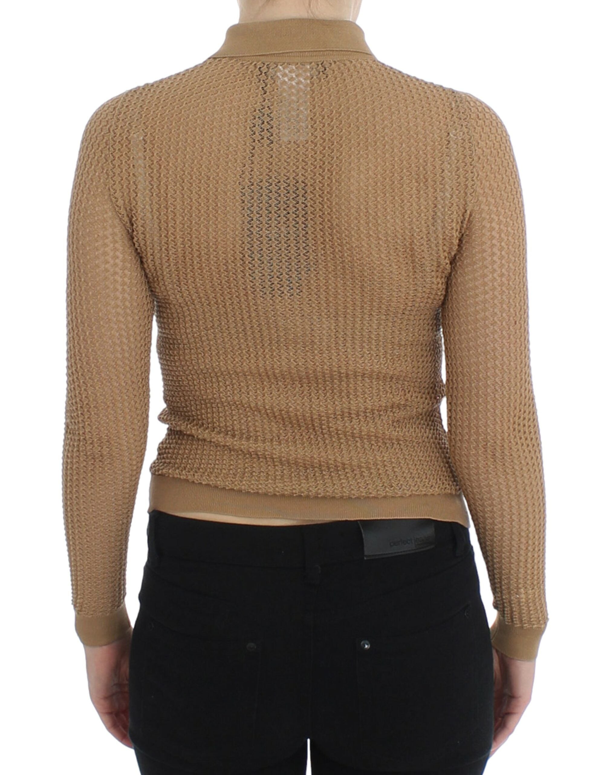 Dolce & Gabbana Beige gestrickter Baumwoll-Polo-Strickpullover