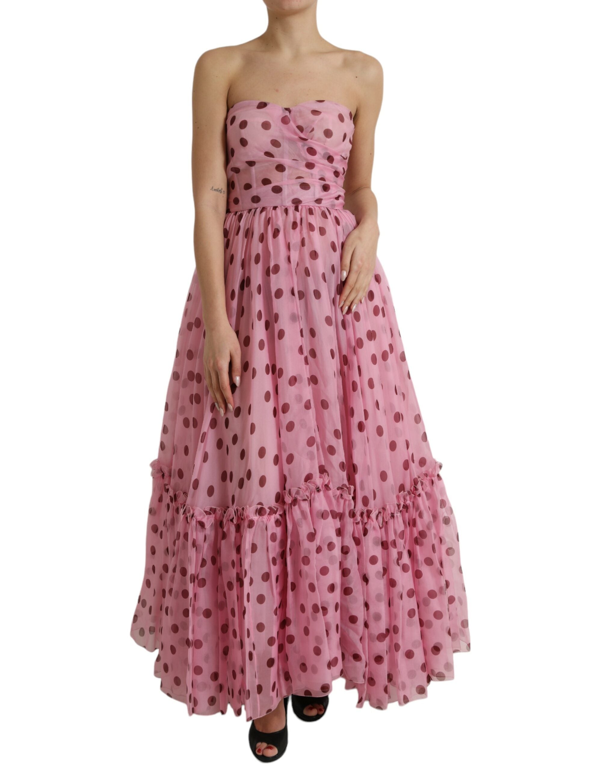 Dolce & Gabbana Schickes trägerloses Seidenkleid in A-Linie in Rosa