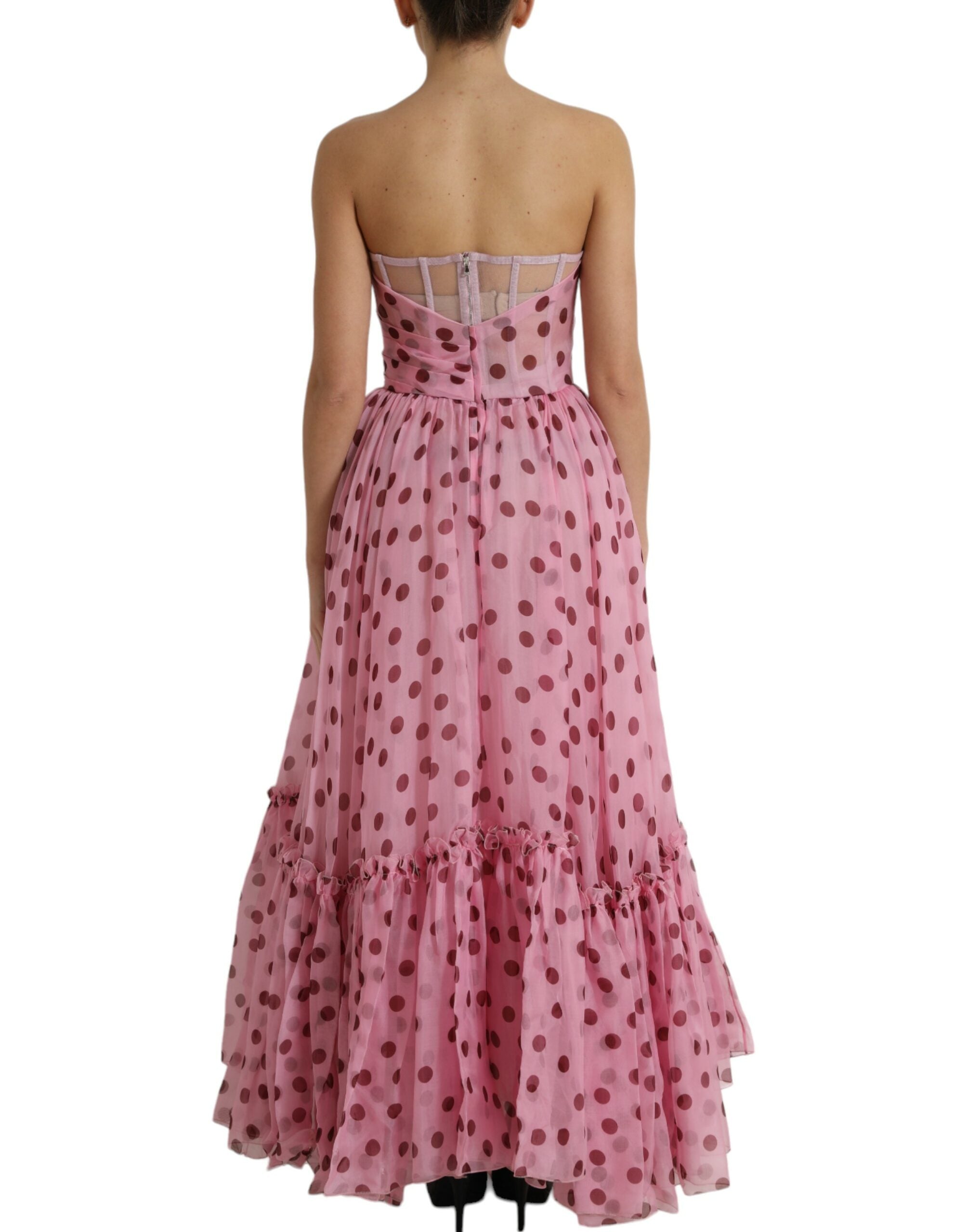 Dolce & Gabbana Schickes trägerloses Seidenkleid in A-Linie in Rosa