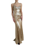 Load image into Gallery viewer, Dolce & Gabbana Elegantes Goldmetallic Etuikleid mit Kristallen
