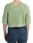 Bild in Galerie-Betrachter laden, Ermanno Scervino Schicker grüner Cropped Cotton Sweater
