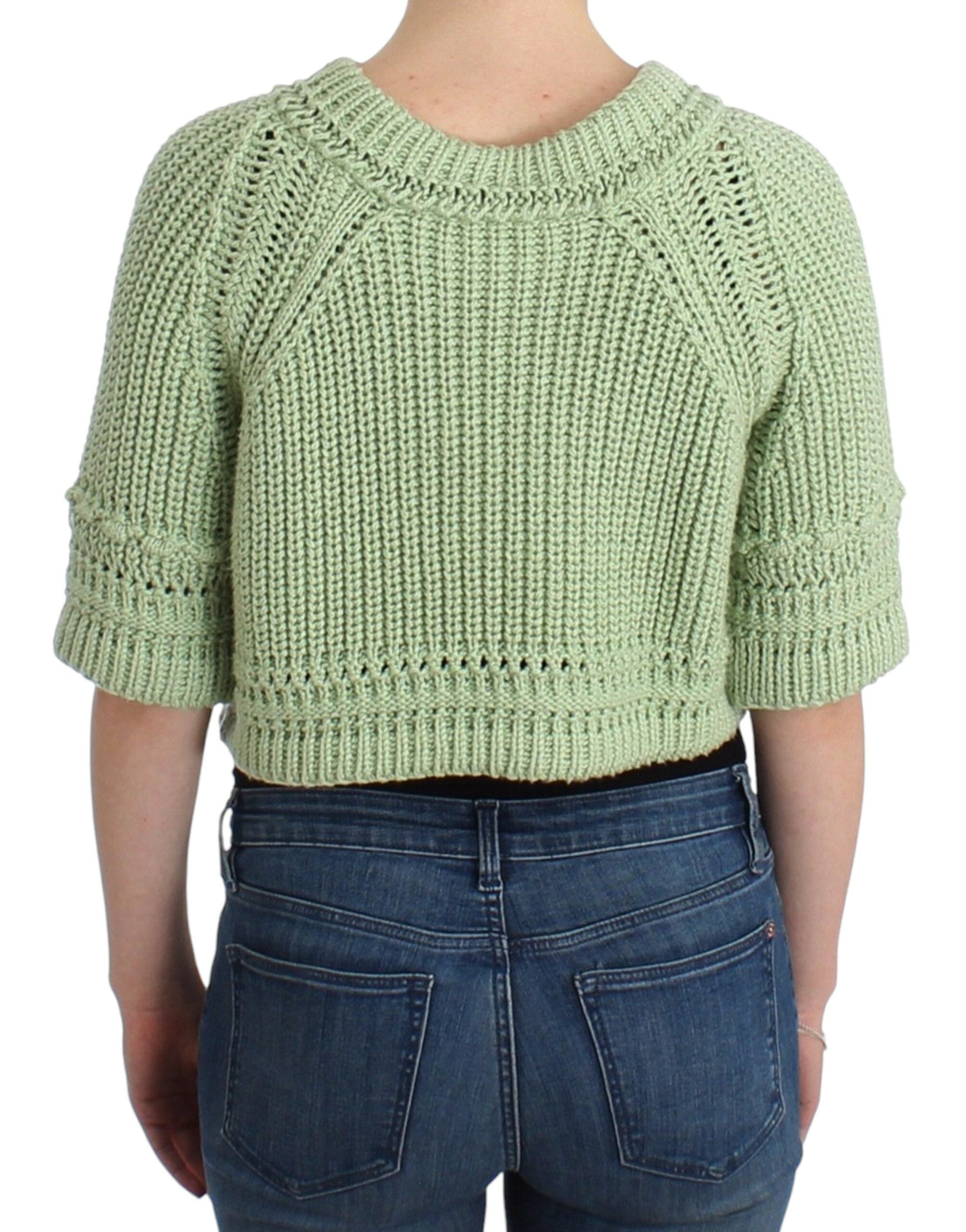 Ermanno Scervino Schicker grüner Cropped Cotton Sweater