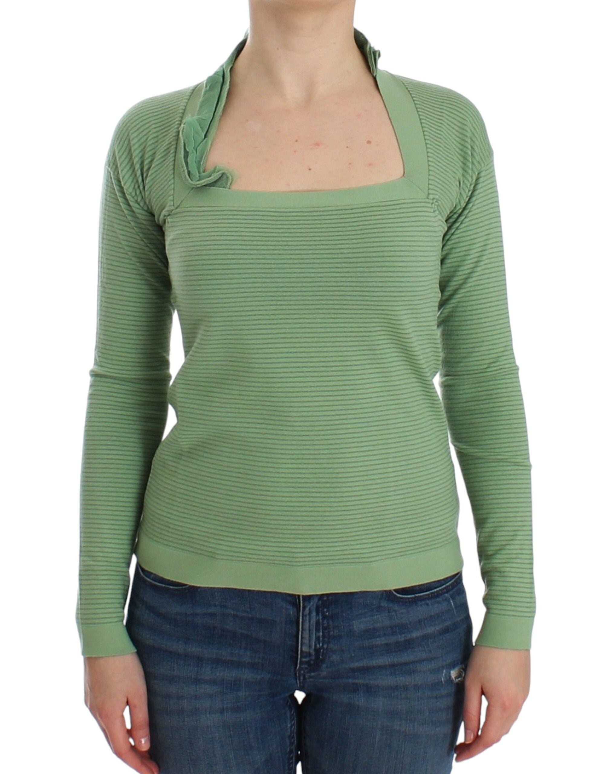 Ermanno Scervino Elegant green striped wool blend sweater