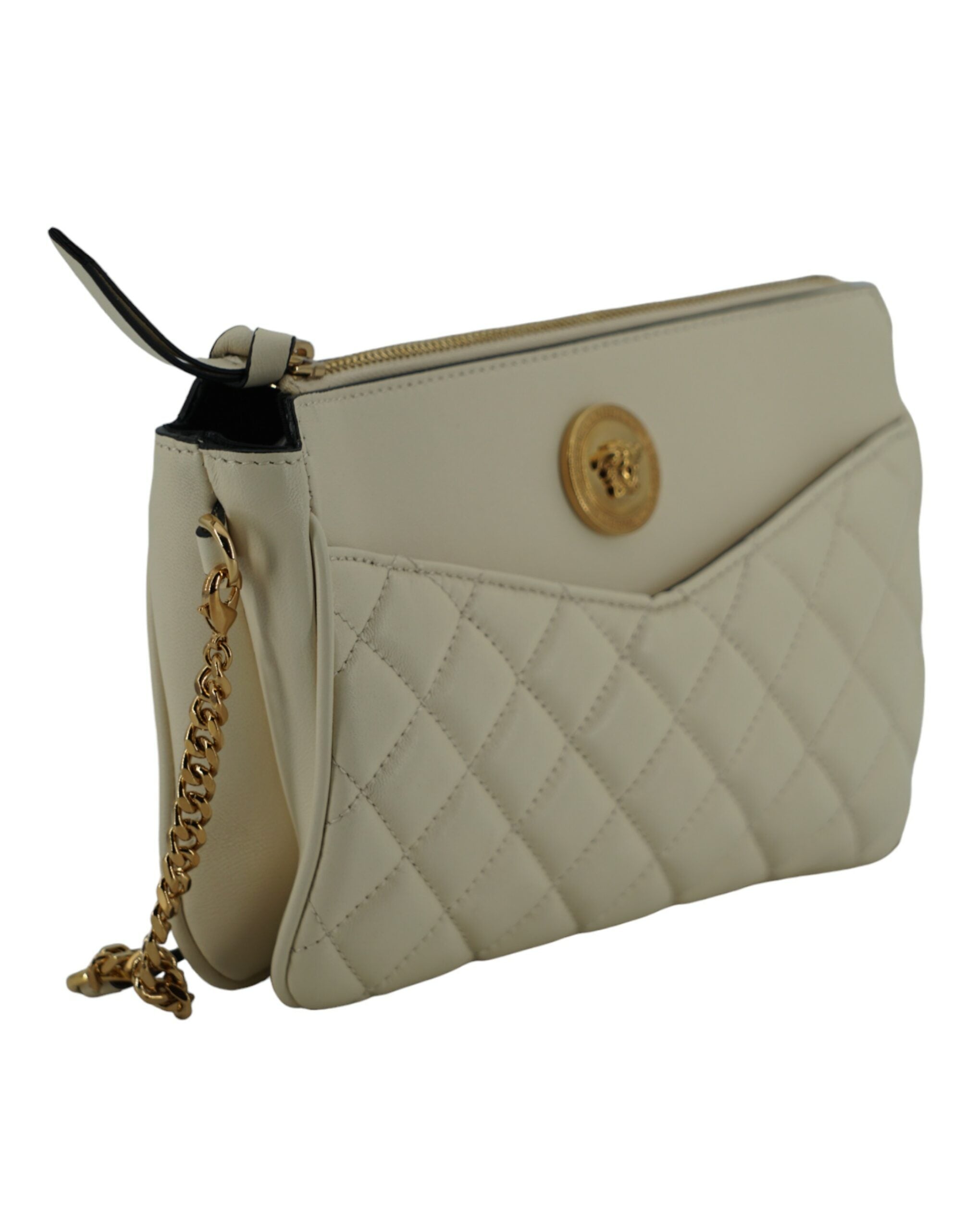 Versace Elegante Crossbody-Tasche aus weißem Lammleder