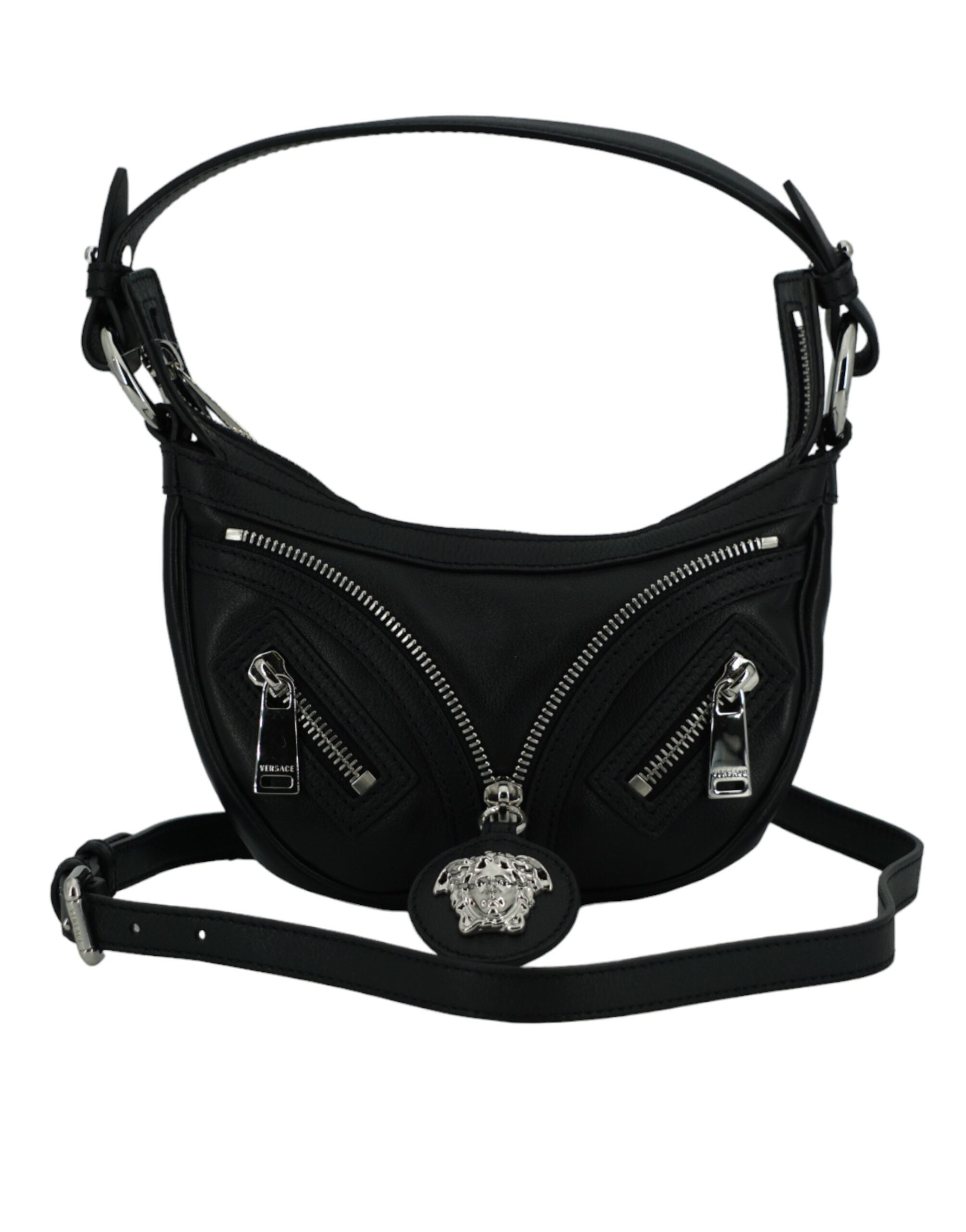 Versace Elegante schwarze Mini-Hobo-Umhängetasche