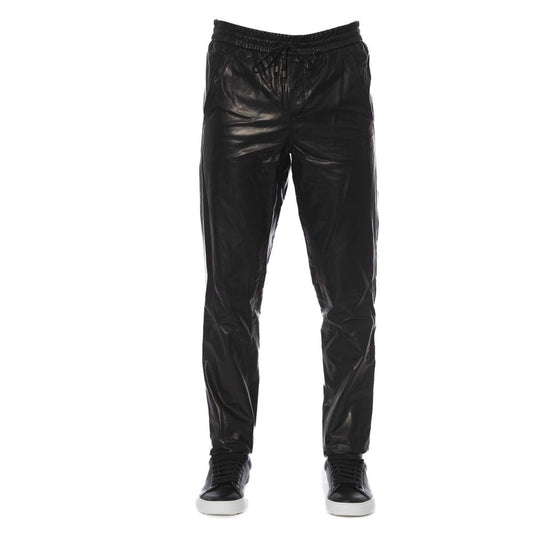 Trussardi Schwarzes Leder Herrenhose