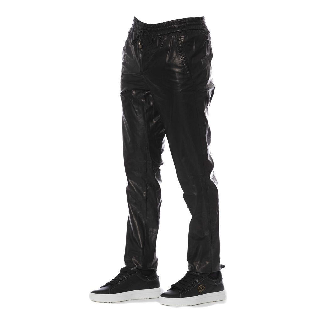 Trussardi Schwarzes Leder Herrenhose