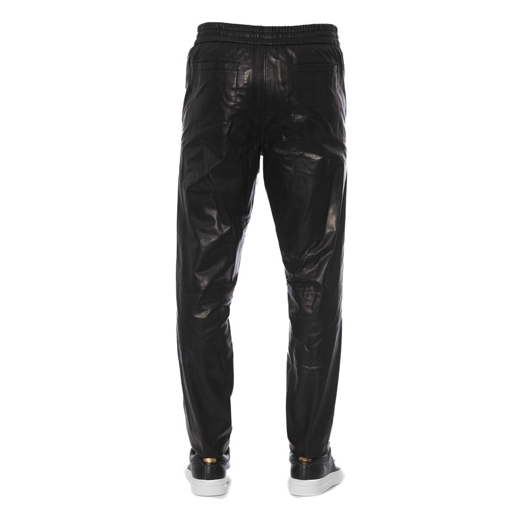 Trussardi Schwarzes Leder Herrenhose