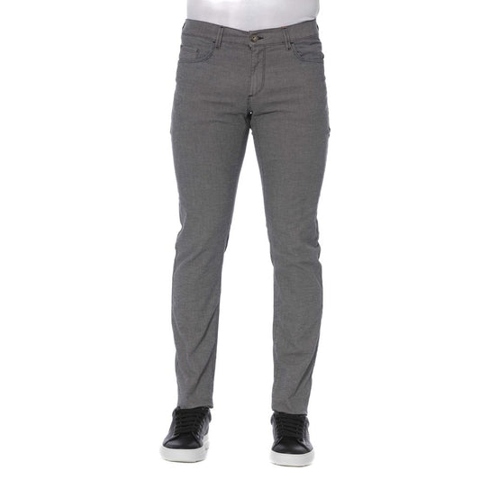 Trussardi Jeans Elegant grey cotton blend trousers