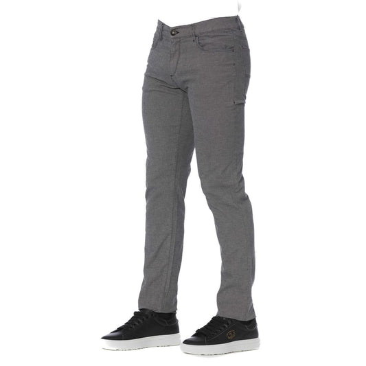 Trussardi Jeans Elegant grey cotton blend trousers