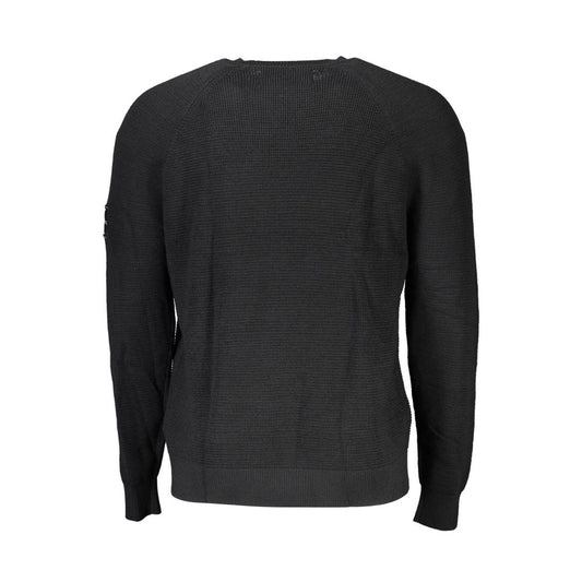 Calvin Klein Eleganter Pullover aus schwarzer Wolle - Langarm mit Rundhalsausschnitt