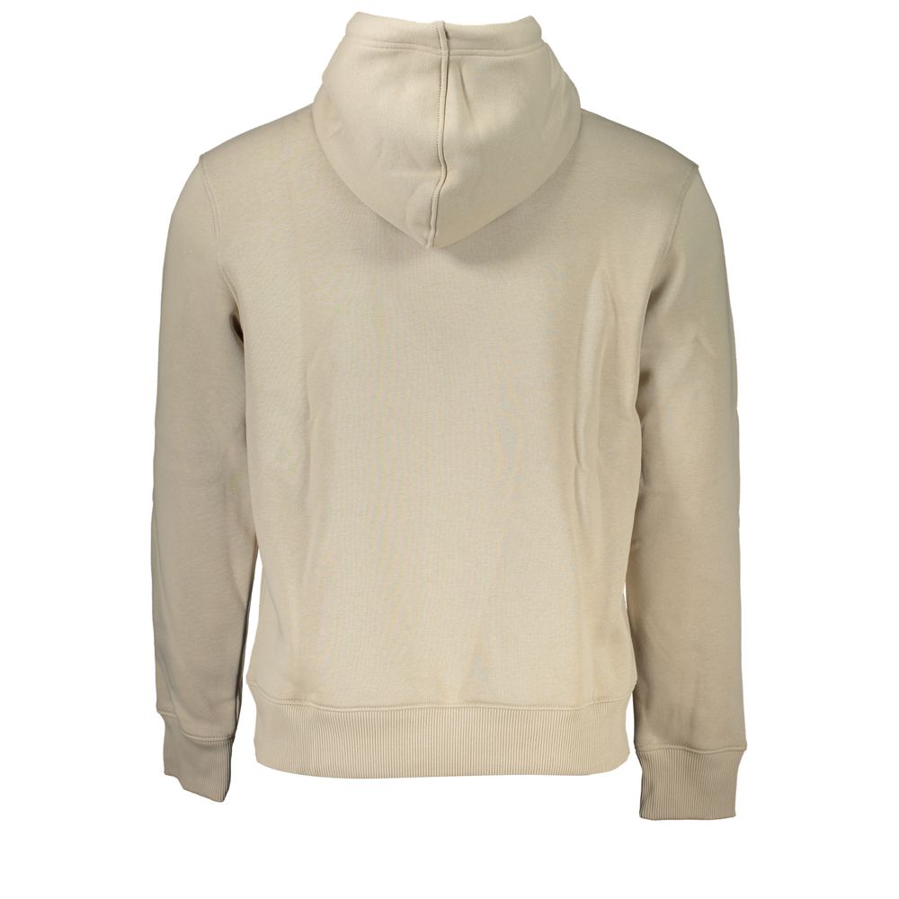 Calvin Klein Beigefarbenes Fleece-Kapuzen-Sweatshirt mit Logo-Stickerei