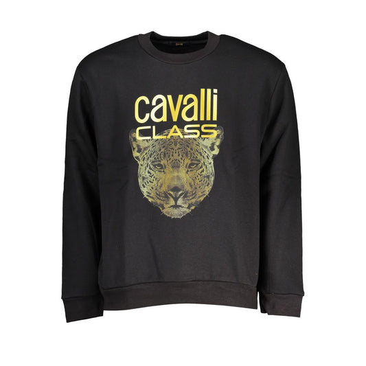 Cavalli Class Schickes Fleece-Sweatshirt mit Rundhalsausschnitt in Schwarz