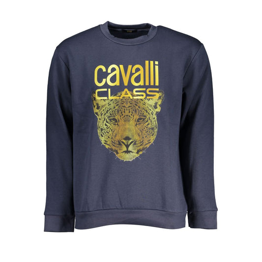 Cavalli Class Elegantes Fleece-Sweatshirt mit Rundhalsausschnitt in Blau