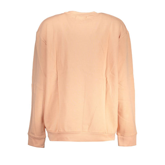 Cavalli Class Schickes rosa Fleece-Sweatshirt mit Rundhalsausschnitt