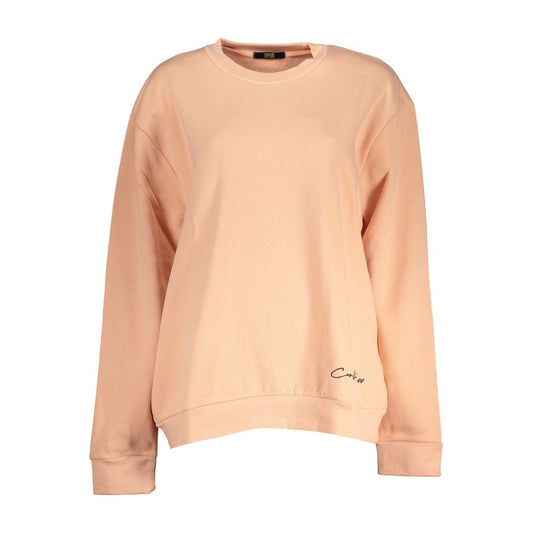 Cavalli Class Elegantes langärmeliges rosa Fleece-Sweatshirt