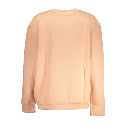 Cavalli Class Eleganter rosa Fleece-Pullover mit Rundhalsausschnitt