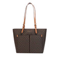 Bild in Galerie-Betrachter laden, Michael Kors Jet Set Medium Brown Signature PVC Double Pocket Tote Bag Purse
