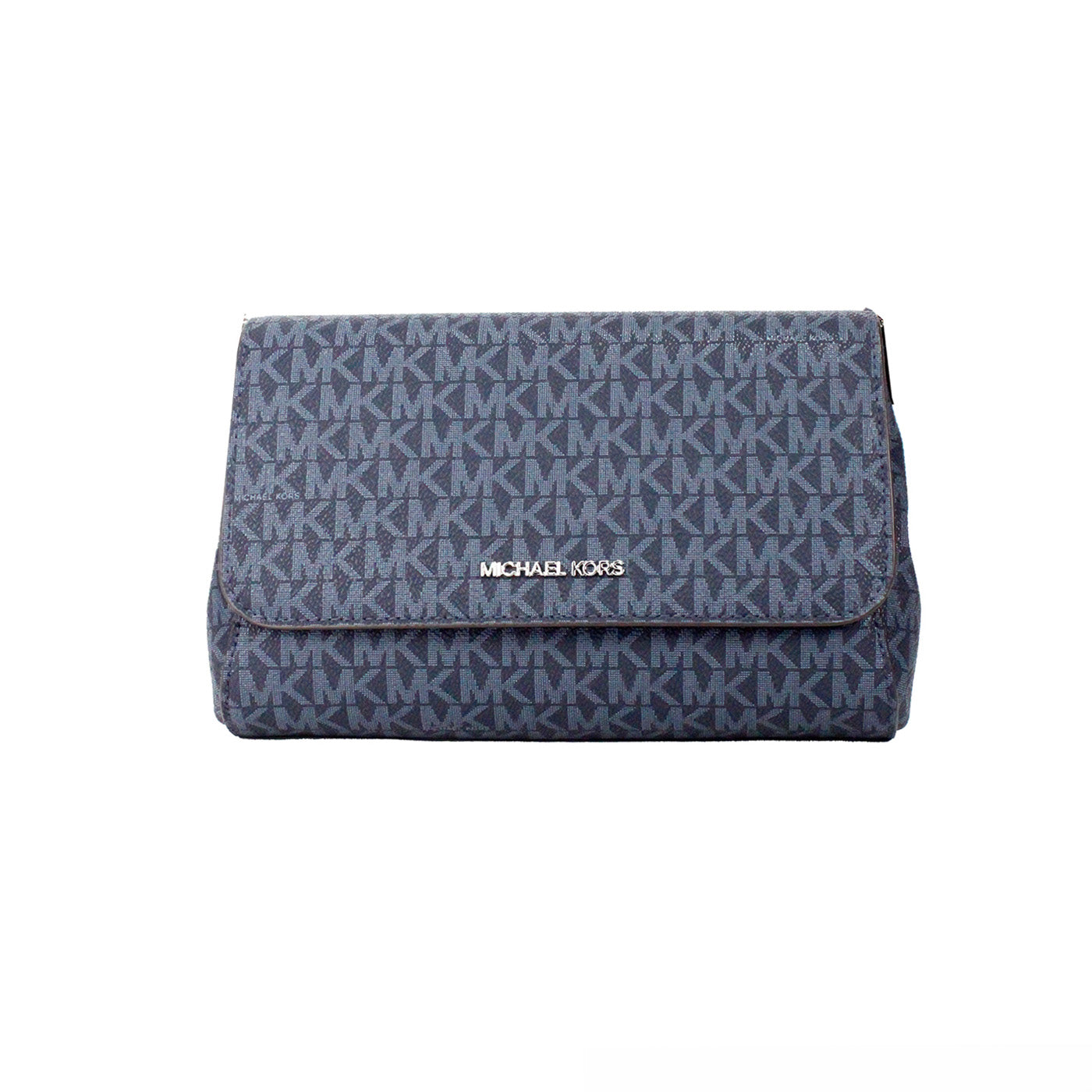 Michael Kors Jet Set Medium Navy Blue PVC Convertible Pouchette Crossbody Tasche