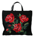 Bild in Galerie-Betrachter laden, Dolce & Gabbana Schwarze Tote mit schicker Blumenstickerei
