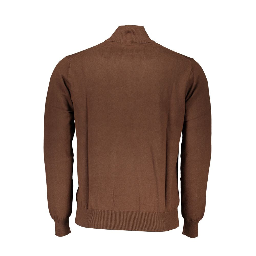 Harmont & Blaine Schicker brauner Pullover aus Baumwolle mit halbem Reißverschluss