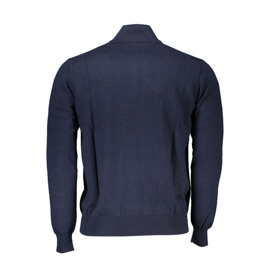 Harmont & Blaine Schicker blauer Pullover mit halbem Reißverschluss und Stickereidetail